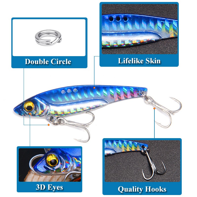 SYFishing 1Pcs New Laser VIB Umpan Pancing Jig Metal 7g/13g/16g Ikan Dengan Kait 6 Warna Fishing Lure Sinking Bait Jigging Tackle