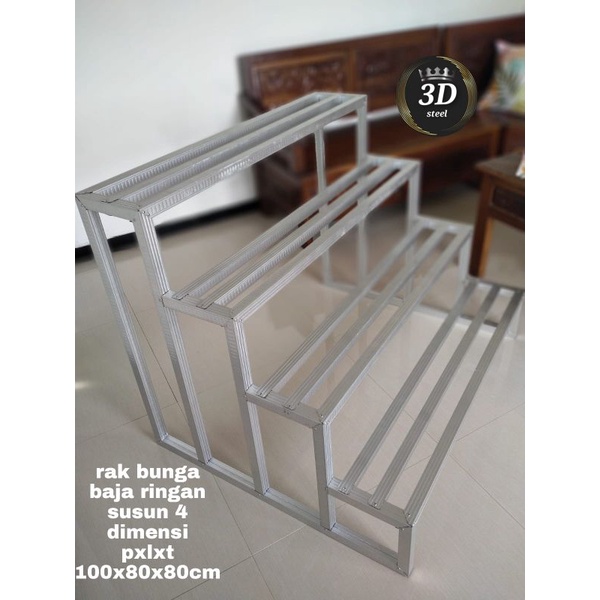 rak bunga baja ringan susun 4 panjang 1 meter lebar 80cm tinggi 80cm