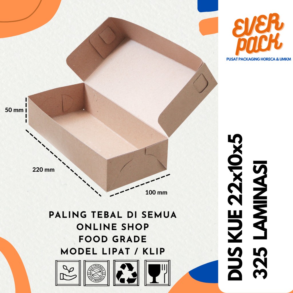 

DUS BOX BROWNIES/KUE/ROTI 22x10x5 - KRAFT PAPER LAMINASI 325 GSM