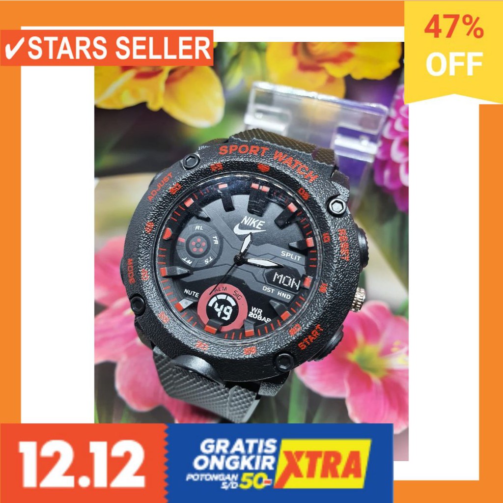 JAM TANGAN GROSIR MURAH LELAKI ANTI KARAT AIR LAKI / Jam tangan Pria Sport NIKE tali rubber