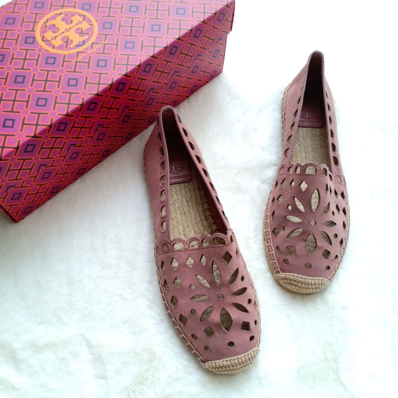 new tory burch tb espadrilles espa may pink suede size 8.5