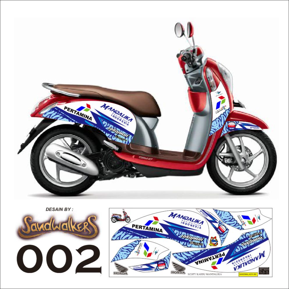 Sticker striping decal honda scoopy karbu variasi mandalika packing aman