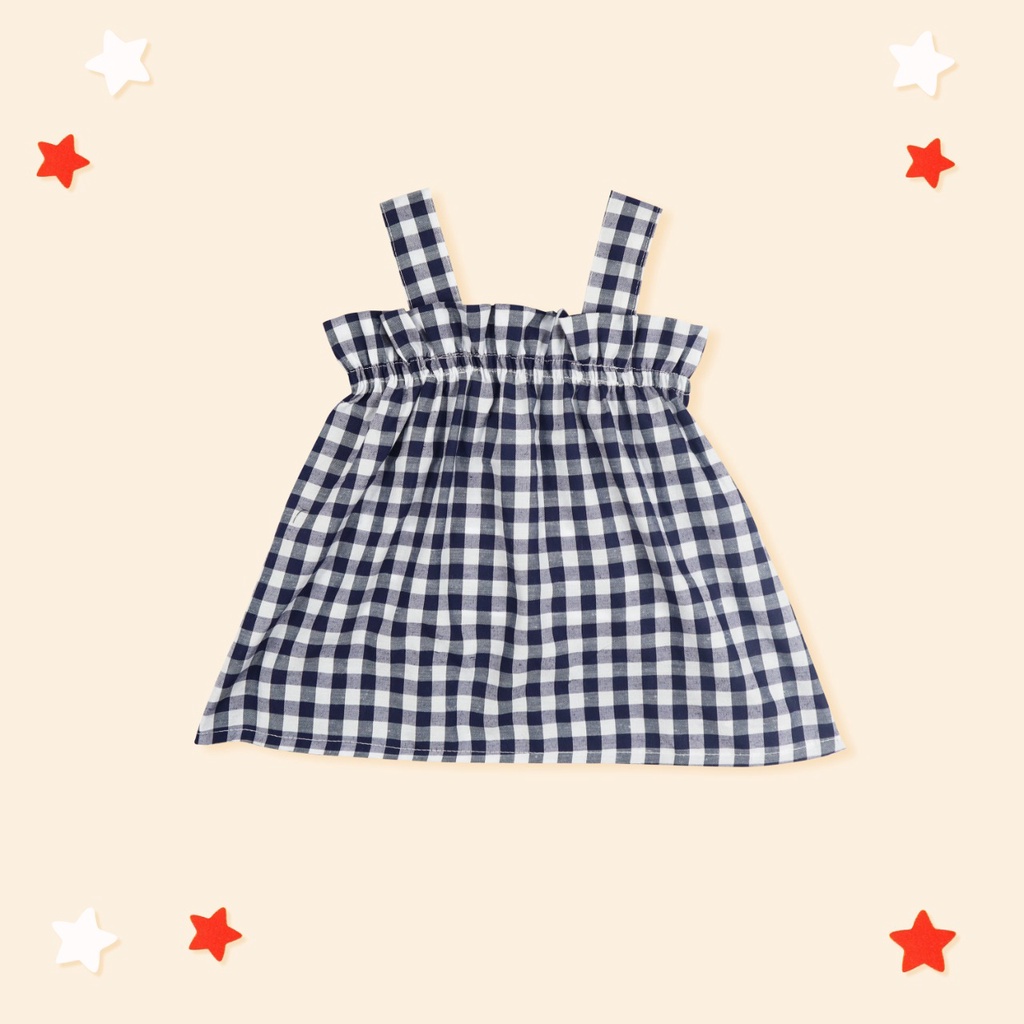 Owlet-Atasan anak perempuan / atasan babydoll tartan / atasan tartan