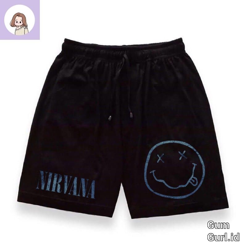 GumGurl short pants NIRVANA pria wanita unisex celana dalam pendek band musik rock shortpants boxer 
