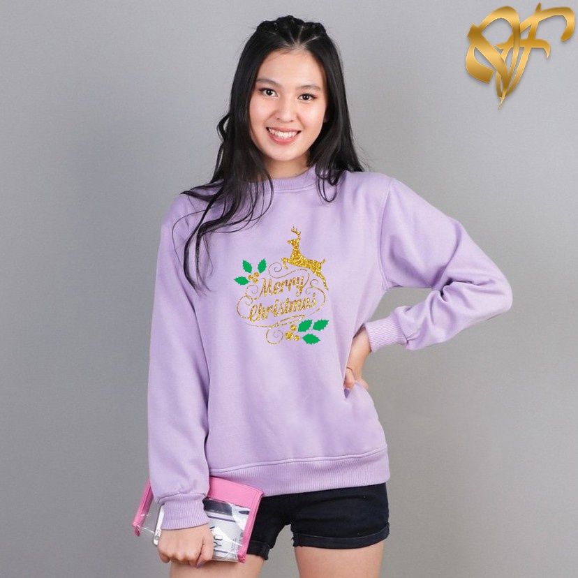 Sweater Merry Christmas Korea Style | Sweater Basic Bahan Fleece Tebal | Dhea Fashion