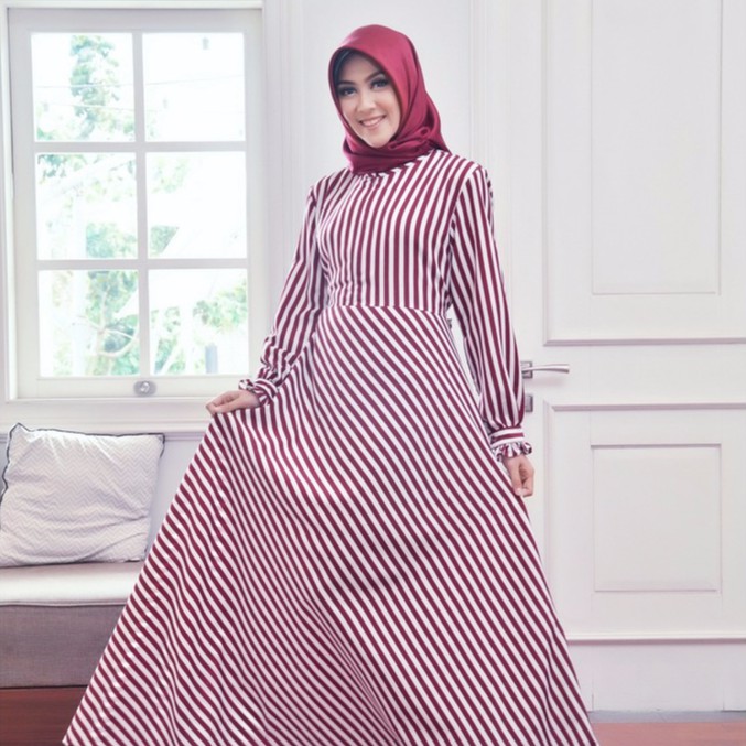 Gamis Motif Garis Garis Nusagates