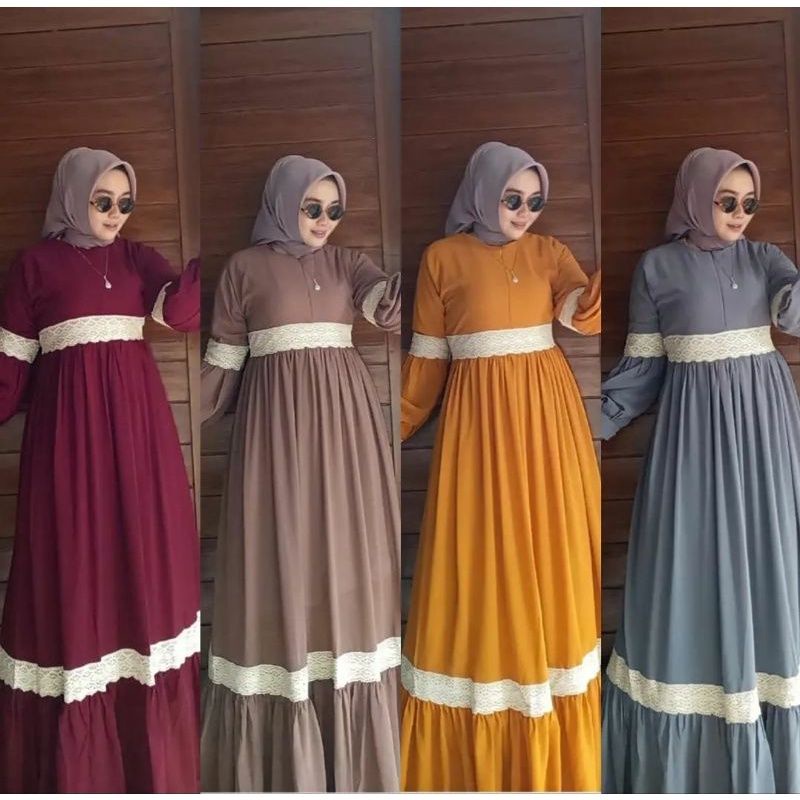 Gamis modern wanita renda kekinian anjani dress