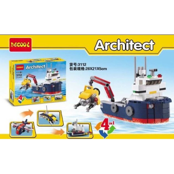 Lego Kw Architect 4 in 1 Ocean Explorer Submarine Aircraft Decool 3112