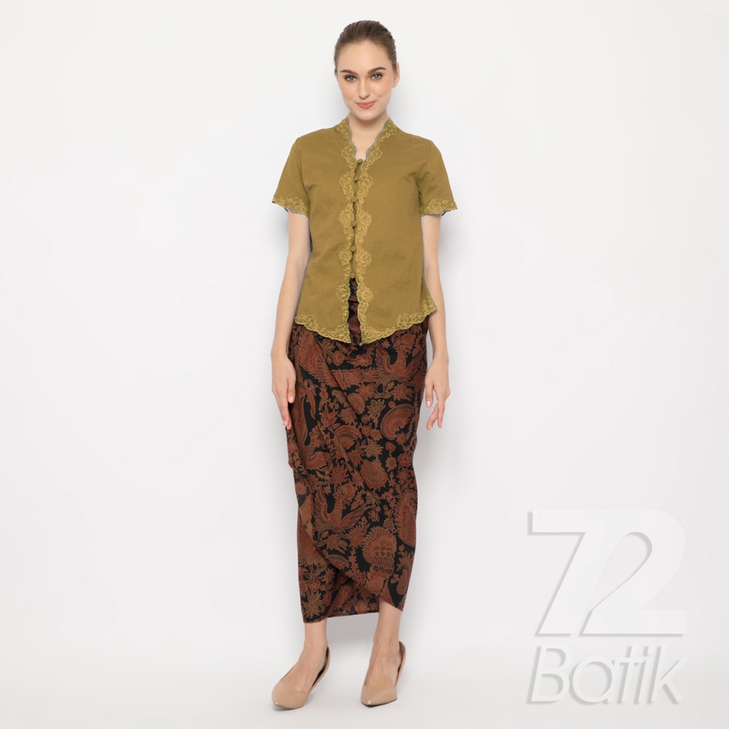 ROK BATIK SPAN Skirt Lilit Kebaya Instan Modern Wanita Motif Cendrawasih Warna Hitam 721743 Cap 72