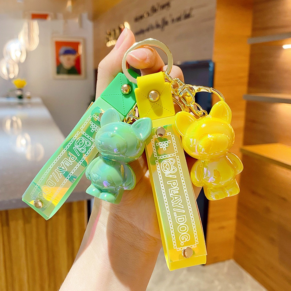 Gantungan Kunci Bentuk Kartun Anjing Warna-Warni Untuk Aksesoris Tas