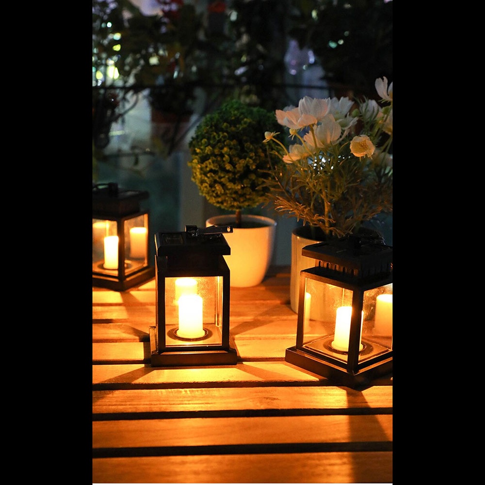 Lampu Taman Solar Panel Garden Decoration Candle Warm White - EM301 - Black