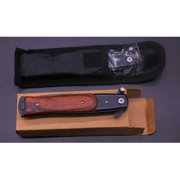 Super Deal Tssi Pisau Lipat Survival Folding Knife Wood Handle - Sh7 2305  -JK