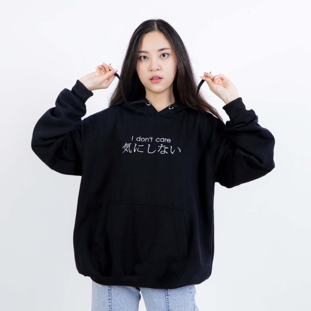 FenishaStore I DON'T’CARE Sweater Hoodie Jumper Wanita Korean Style Bisa Bayar Ditempat COD