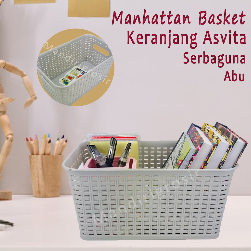 Keranjang Asvita 282*Keranjang Manhattan Basket*Serbaguna*Abu