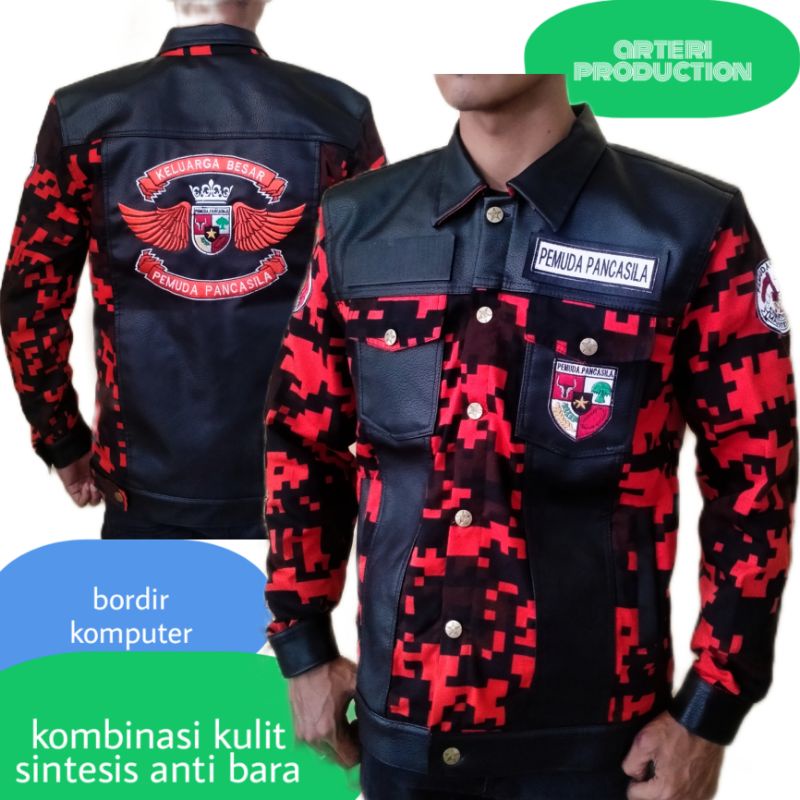 jaket pemuda Pancasila kombinasi kulit sintesis anti bara