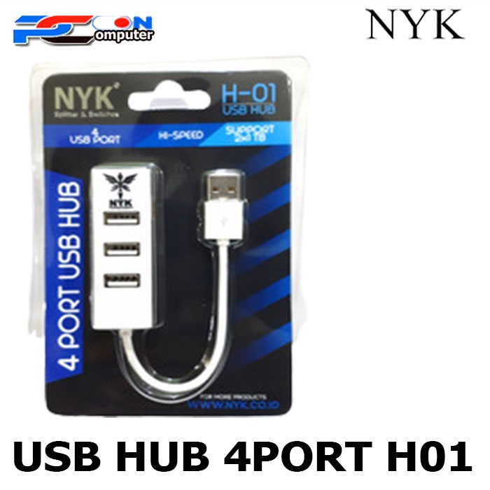 USB HUB 4 Port NYK H-01 HI-SPEED Support 2tb WHITE