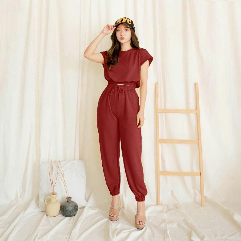 Setelan Tovis - Setelan Crop Top Wanita Terbaru - Setelan Jogger Perempuan - Pakaian Wanita Casual