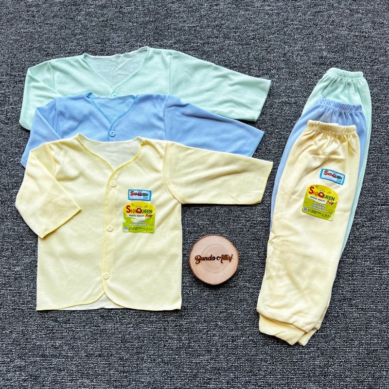 3 Set Baju Bayi Newborn SNI ( 0-3 bulan) Polos / Baju Bayi Yukensi Pendek Panjang Shaqueen / Zahdan Baby [ Bunda Altaf ]