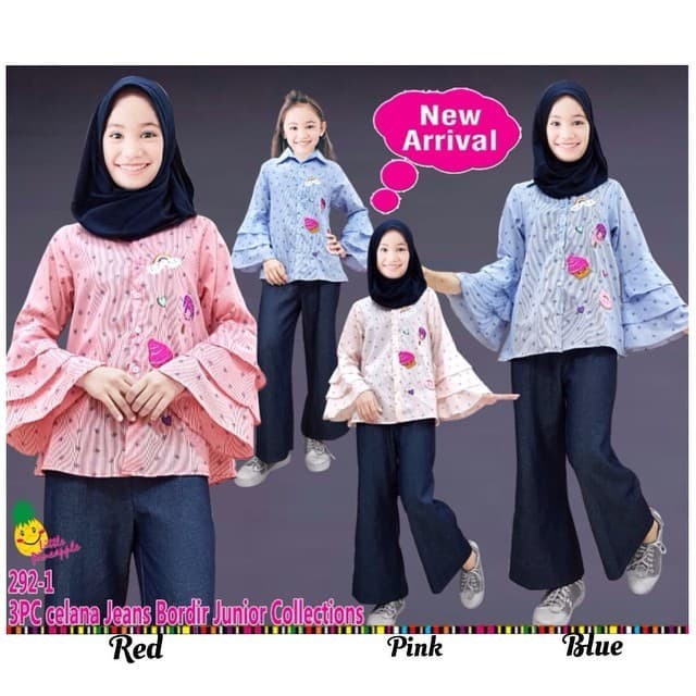 little pineapple Setelan kemeja baggy Cupcake hijab anak 6-11Y