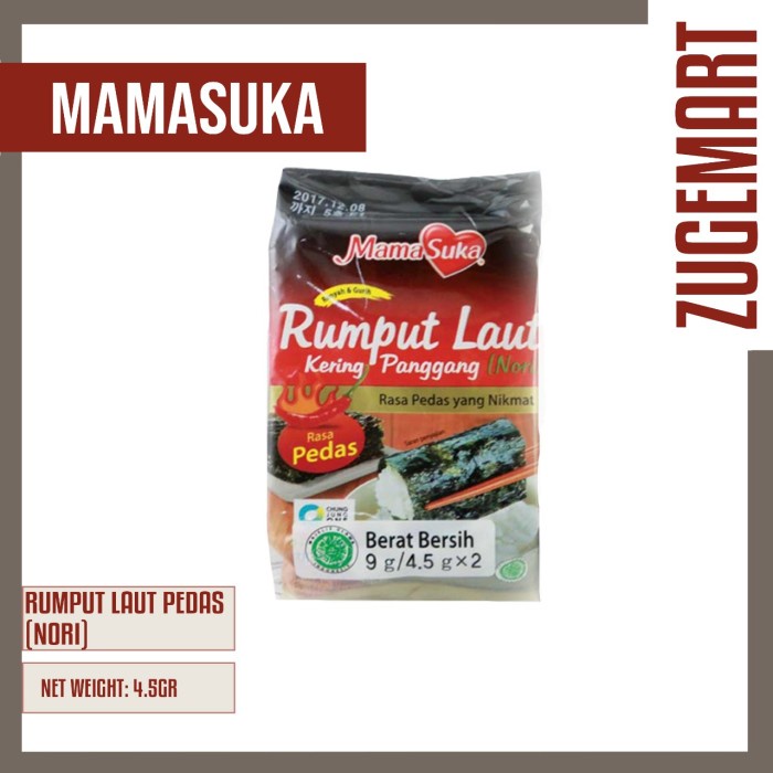 

Mamasuka Rumput Laut Panggang Nori Spicy Pedas 4.5 gr x 2