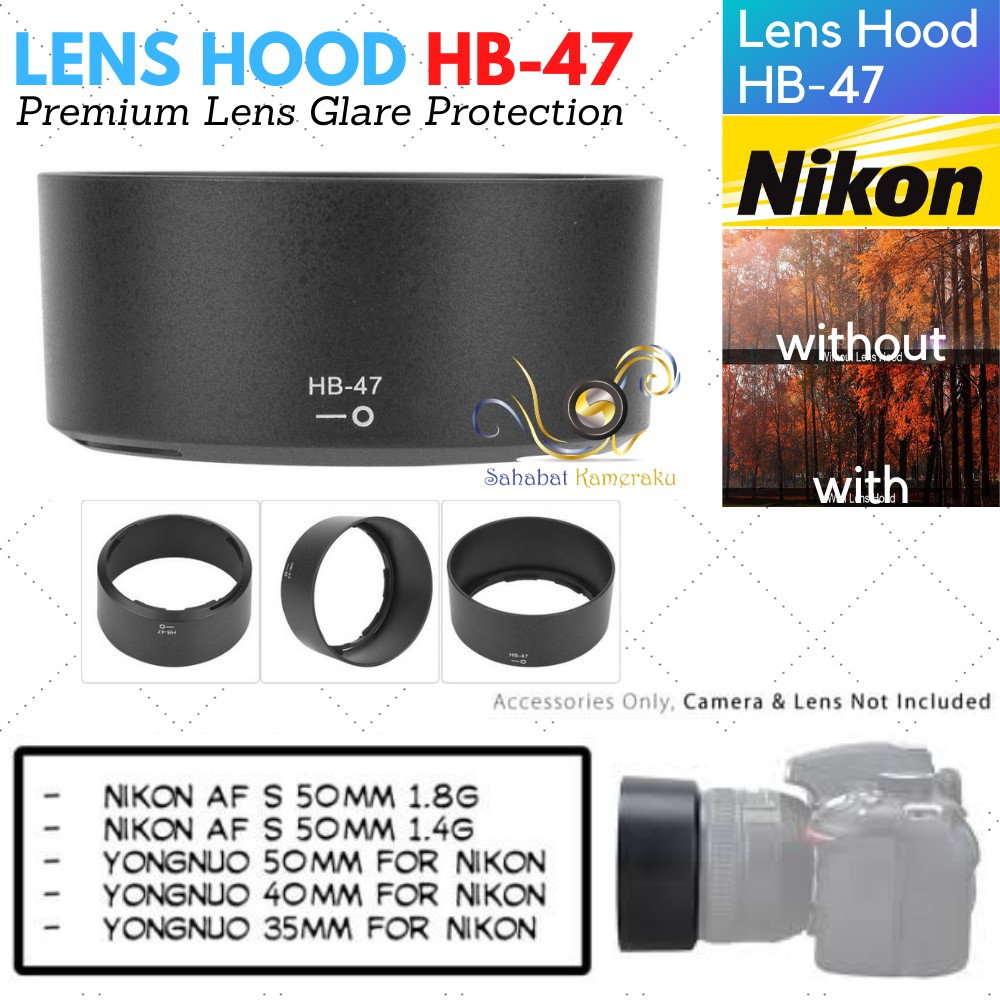 AF-S Nikkor 50mm f/1.8G Lens Durable CAOMING HB-47 Lens Hood Shade for Nikon AF-S Nikkor 50mm f/1.4G 
