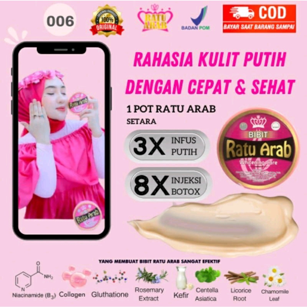 HB Bibit Ratu Arab Original BPOM Halal Pemutih Badan Ampuh Permanen
