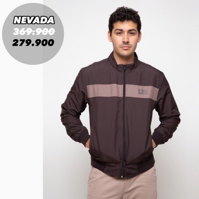 Nevada Jaket Parasut Garis Coklat - Coklat