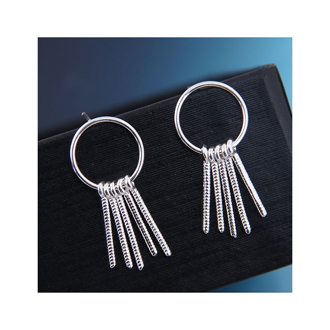 LRC Anting Tusuk Fashion Silver 925 Silver Needle Copper Tassel Earrings A59928