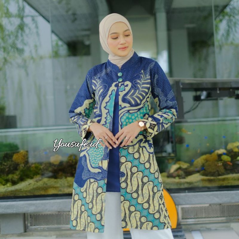 Tunik Batik Wanita Model Terbaru Soft Halus Katun Bisa Seragam Kantor Kerja Pernikahan Hajatan Muslimah Trend Hijab New Cod Shopee Kode BNC01