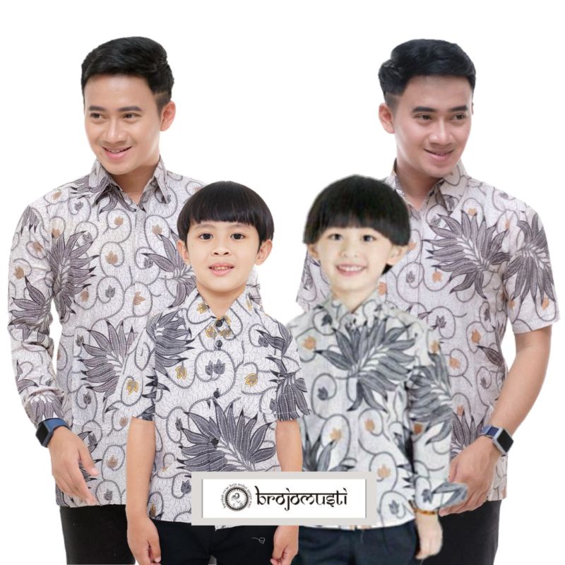 BAJU BATIK COUPLE AYAH ANAK LENGAN PENDEK, BAJU BATIK PRIA PUSER NAVY, BAJU ANAK COWOK COUPLE AYAH, BAJU BATIK KELUARGA, SERAGAM BATIK, COUPLE BATIK WARNA ABU MUDA