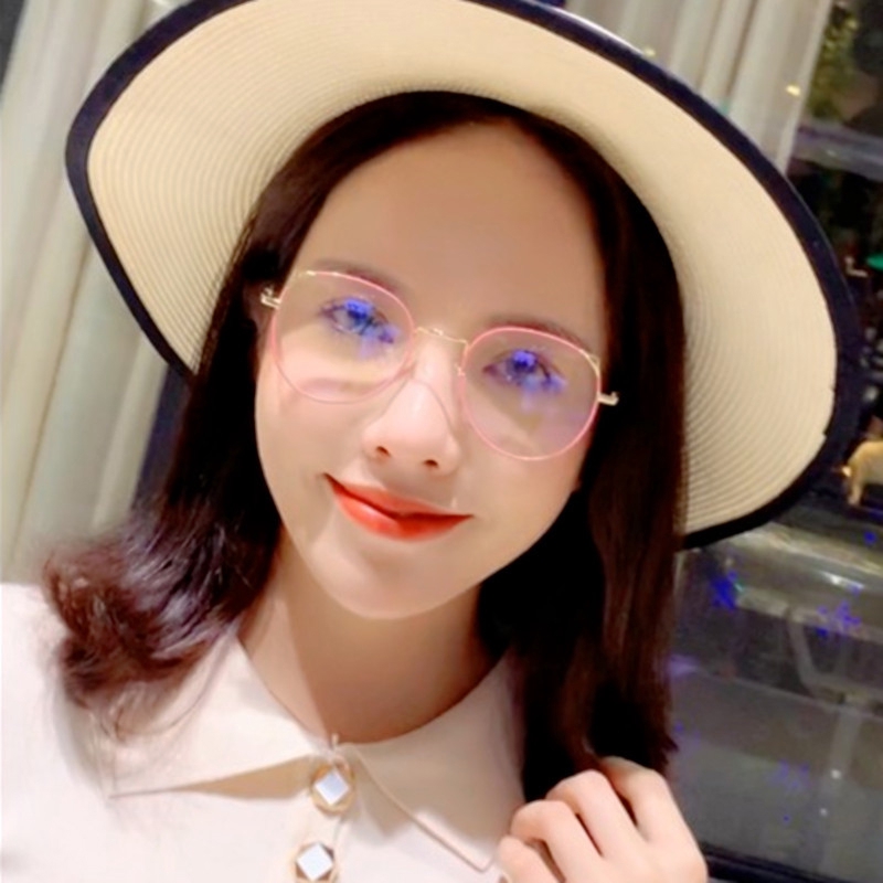 Kacamata Anti Radiasi Kaca Mata Anti Biru Baca Frame Metal Gaya Retro Untuk Pria / Wanita AM2