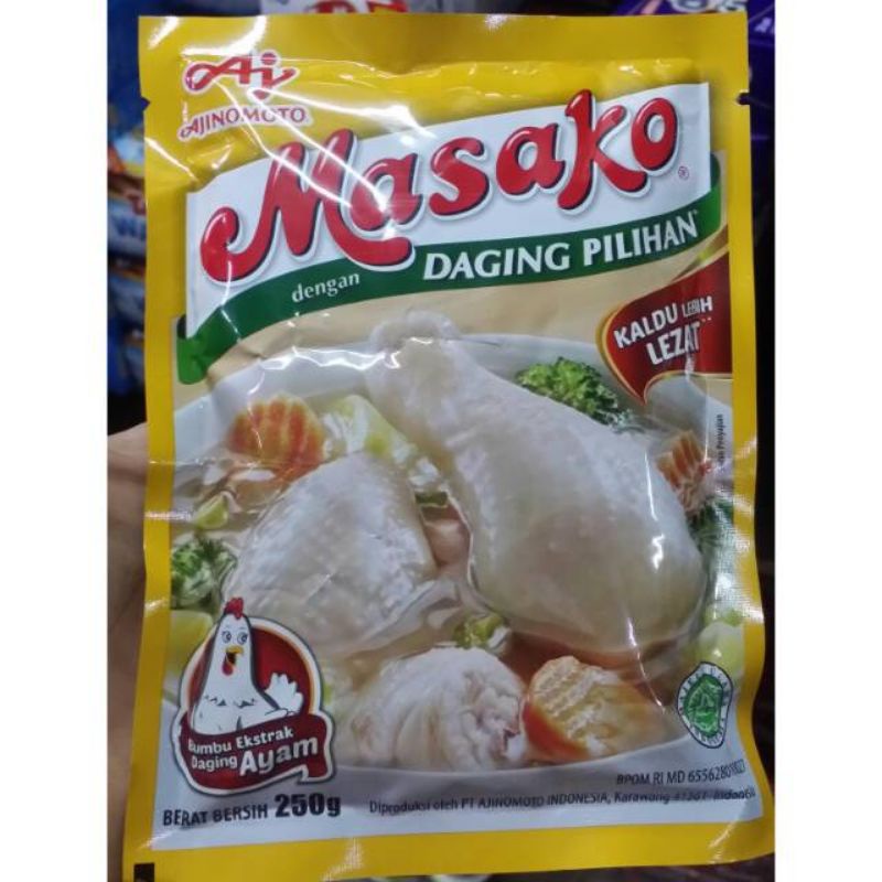 

masako kaldu ayam 250g,dengan daging pilihan rasa ayam & sapi