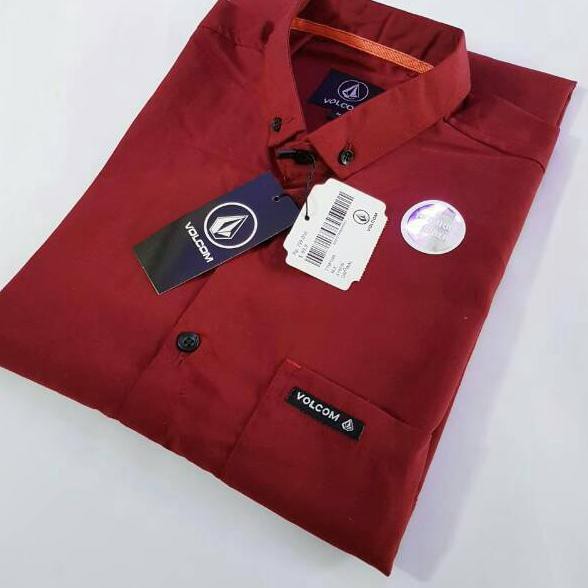 ➾ VOLCOM KEMEJA/POLOS MAROON LENGAN PENDEK/BAJU KEMEJA PRIA/KEMEJA KERJA/ATASAN POLOS PRIA/BAJU POLO