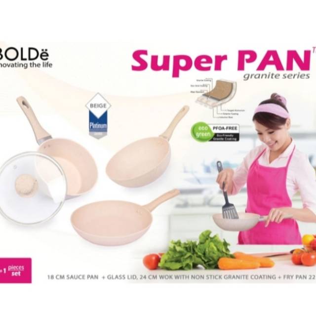 Jual Bolde Super Pan BEIGE SET Indukci Sauce Pan Fry Wok Fry Pan ...