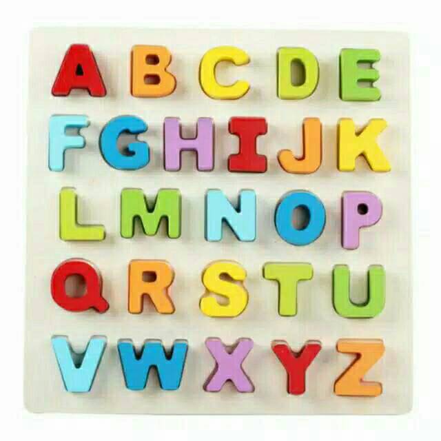 PUZZLE KAYU CHUNKY 3D RAINBOW LETTER / Mainan Puzzle Timbul Pastel Premium