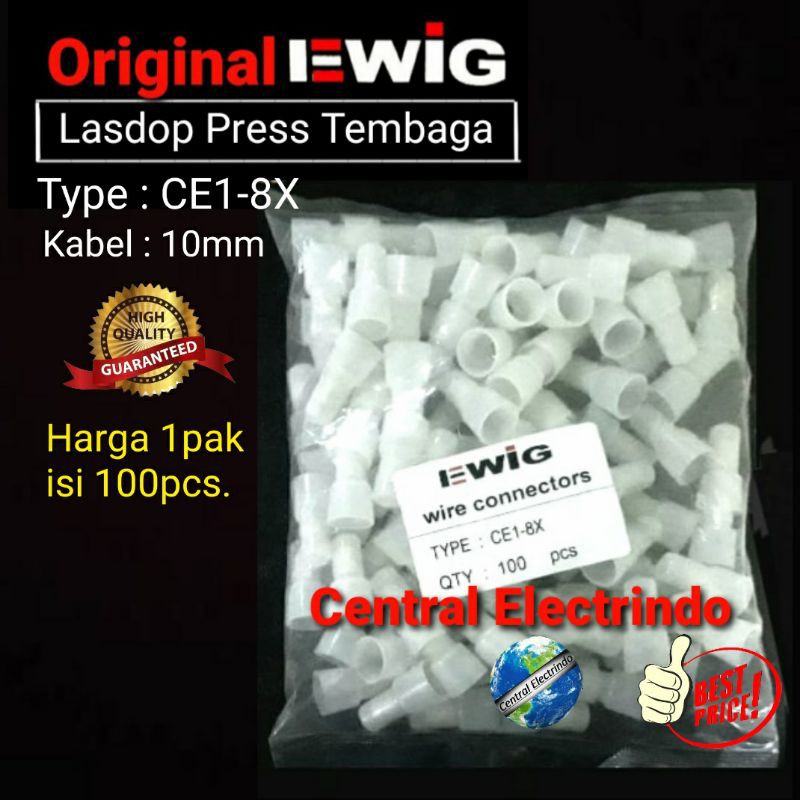 Lasdop Press CE1-8X (10mm) Transparan EWIG Tembaga 100pcs per pack.