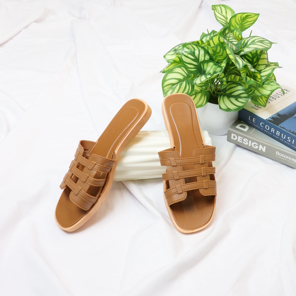 Sanna Sandal Flat Wanita Slip On Teplek - Demorin