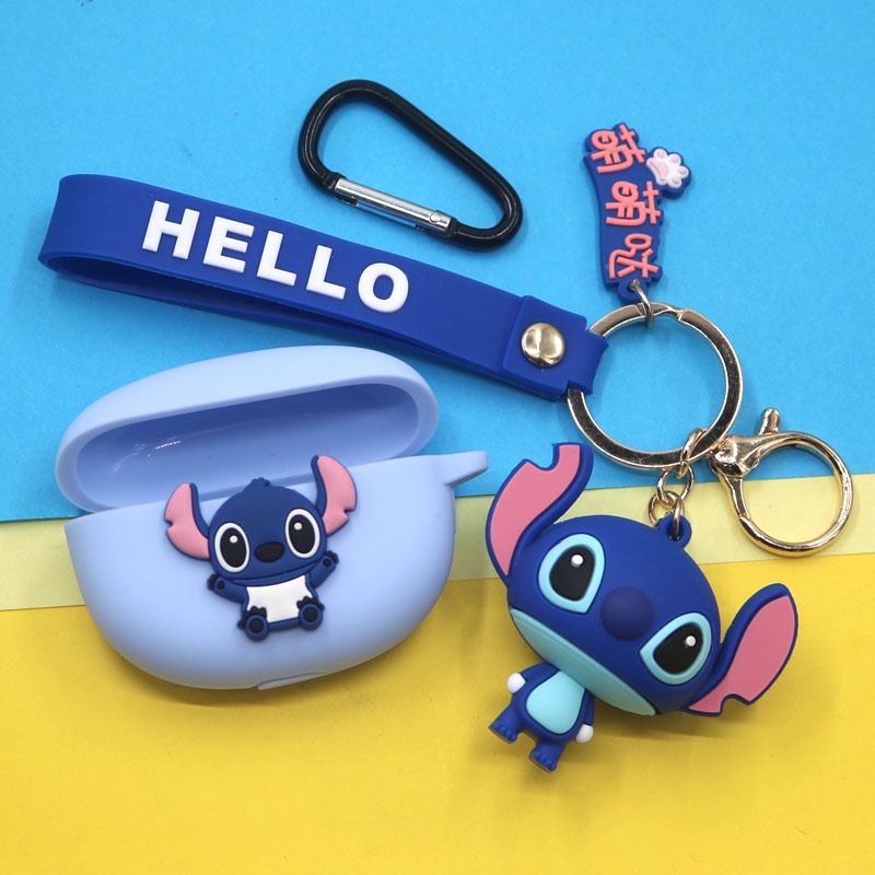 Disney Casing Silikon Motif Stitch Dengan Gantungan Kunci Untuk Huawei Freebuds 4i