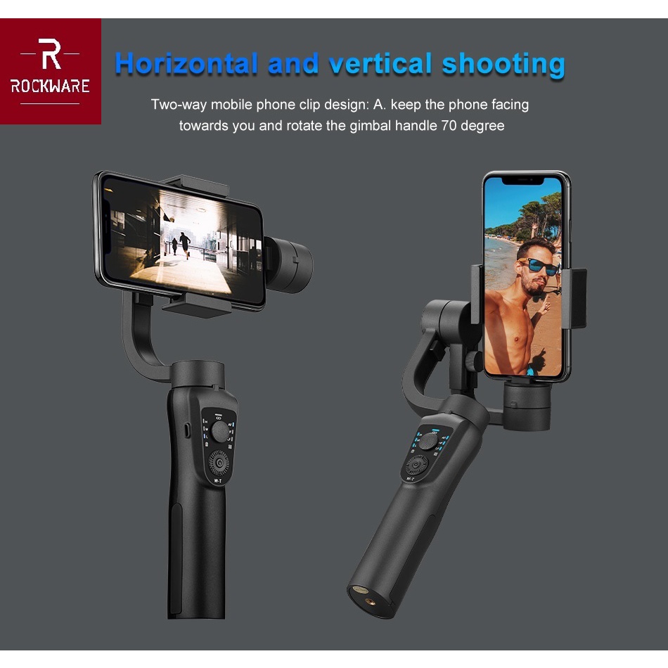 ROCKWARE RW-S5B - 3-Axis Folding Stabilizer - Gimbal Smartphone