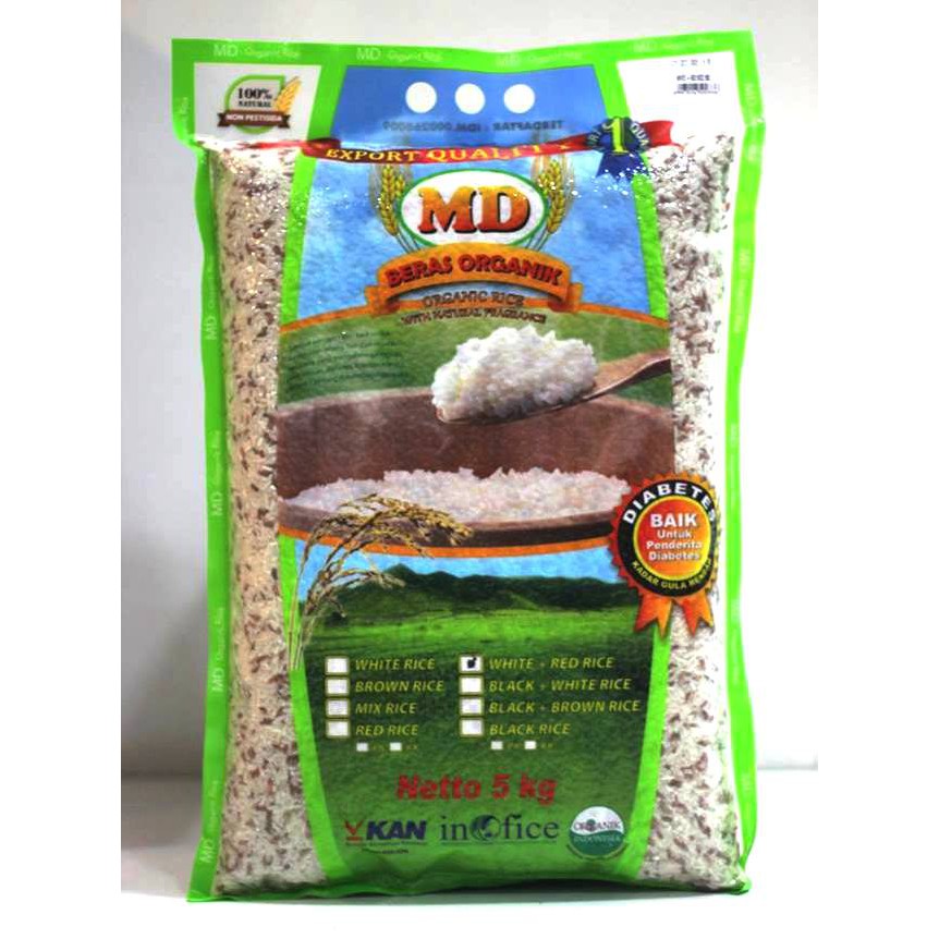 

Beras Organik MD Beras Mix Merah + Putih 5kg / Beras Sehat / Organic Rice