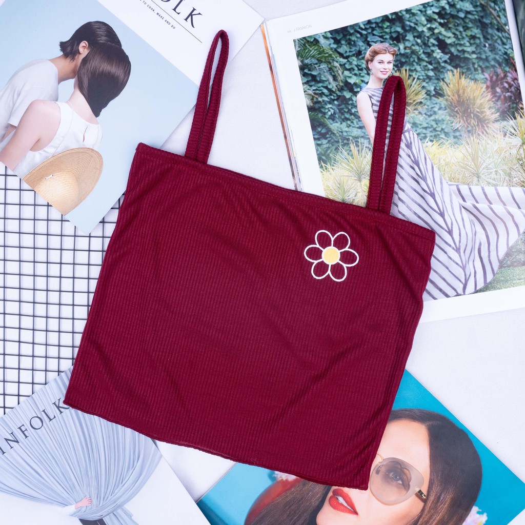 TANKTOP FLOWER / DAISY TANK TOP KOREAN / TANK TOP FLOWER | TANKTOP VEGA RIB FIT L-MAROON