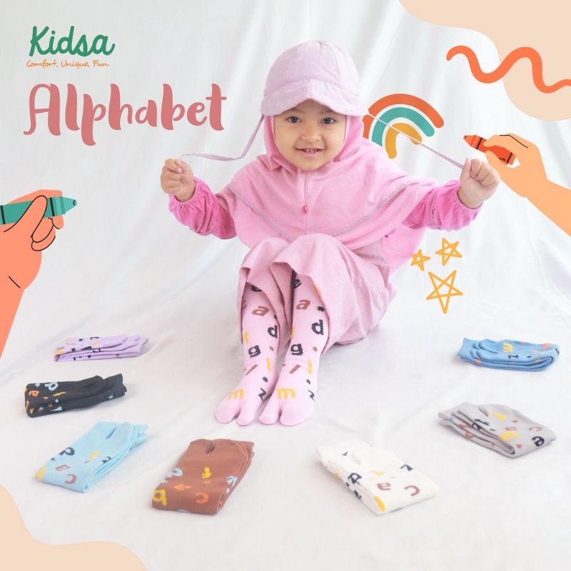 Kaos Kaki Anak Kidsa Motif Alphabet Kanik Soka | Kaos Kaki Anak TK