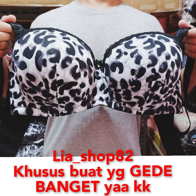 Bra Kawat Cup Besar, Bra sexy Half Cup, Bra Jumbo Motif Leopard 977F