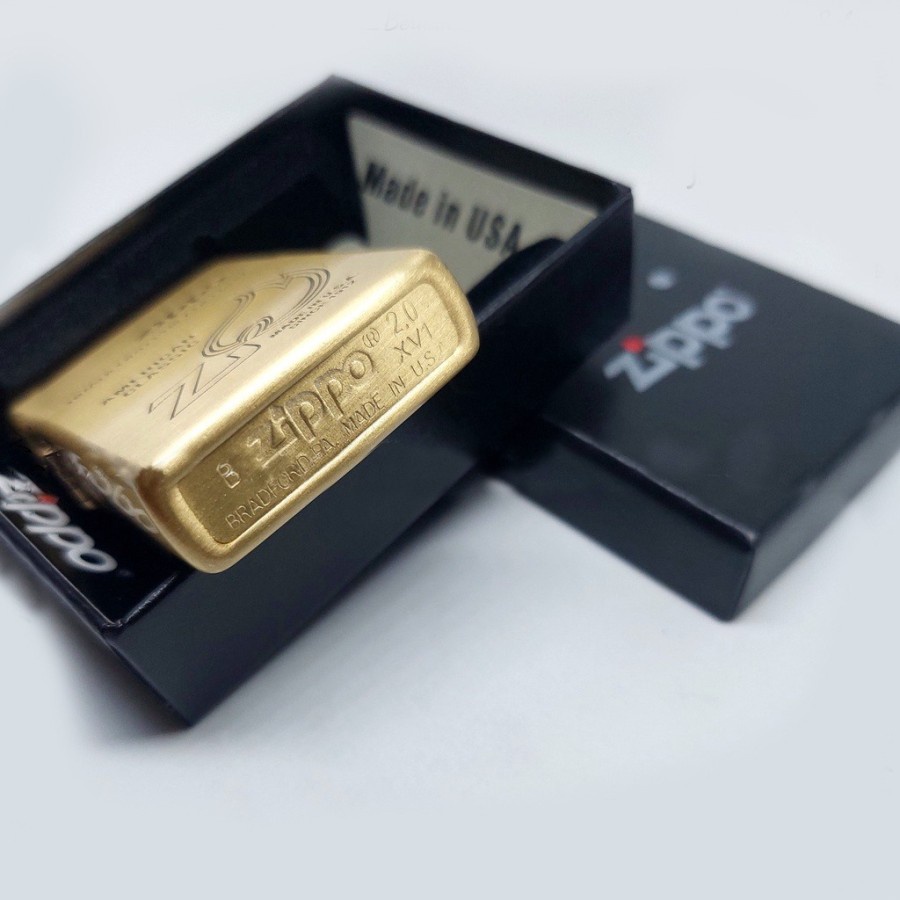 Korek Api Zippo Gold Classic Premium Lambang Api Zippo Grade Ori