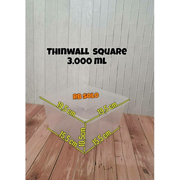 Thinwall 3000 ml SQ Square Kotak Microwave Oven Safe