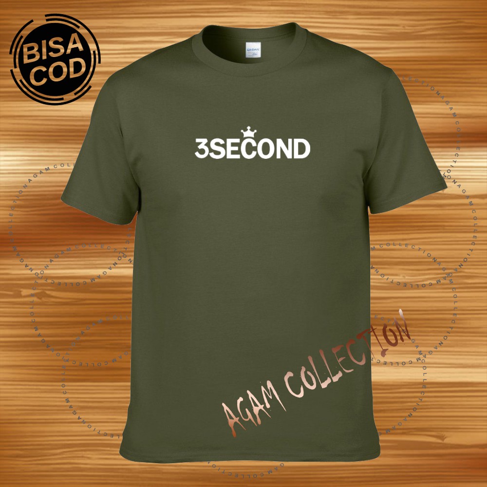 Agam Collection Baju Kaos Distro 3Second 033  Text Putih Lengan Pendek  Premium Quality