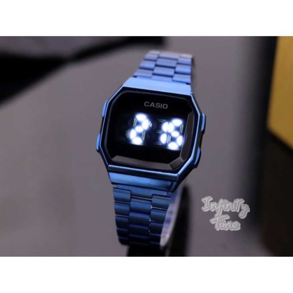Jam Tangan Wanita Casio A168 LED Watch Digital Rantai Stainless