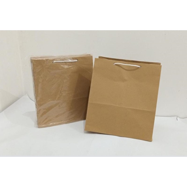 

Paper Bag Coklat R8 / Tas Kertas Coklat Untuk Kotak / Dus Nasi Box