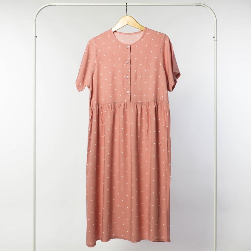 (KATLEEN) HOMEDRESS RAYON BUSUI FRIENDLY SLEEPWEAR COTTON RAYON-Polka mini dusty