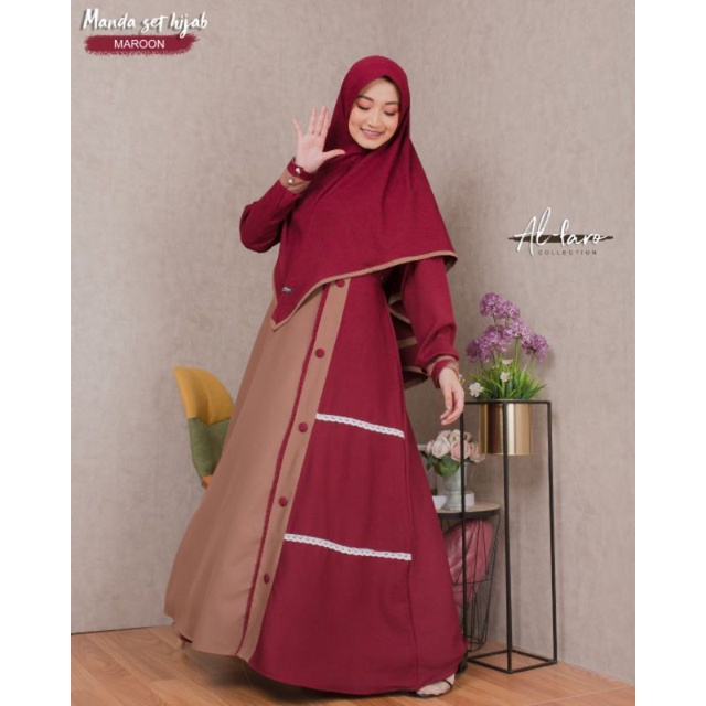SET HIJAB Manda By Alfaro Collection Ori//Ity Crepe//Gamis termurah//